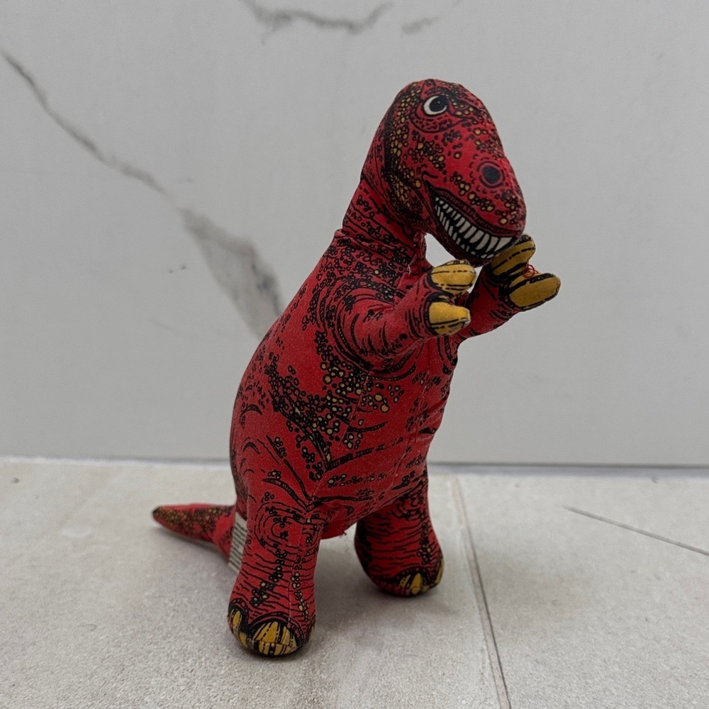 Vintage 90s Red Dinosaur T-Rex Plush Toy, Applause
